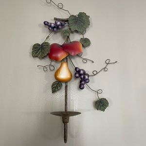 Homco Home Interiors Fruit Theme 2 Wall Sconces 18" Tall, colorful decoration